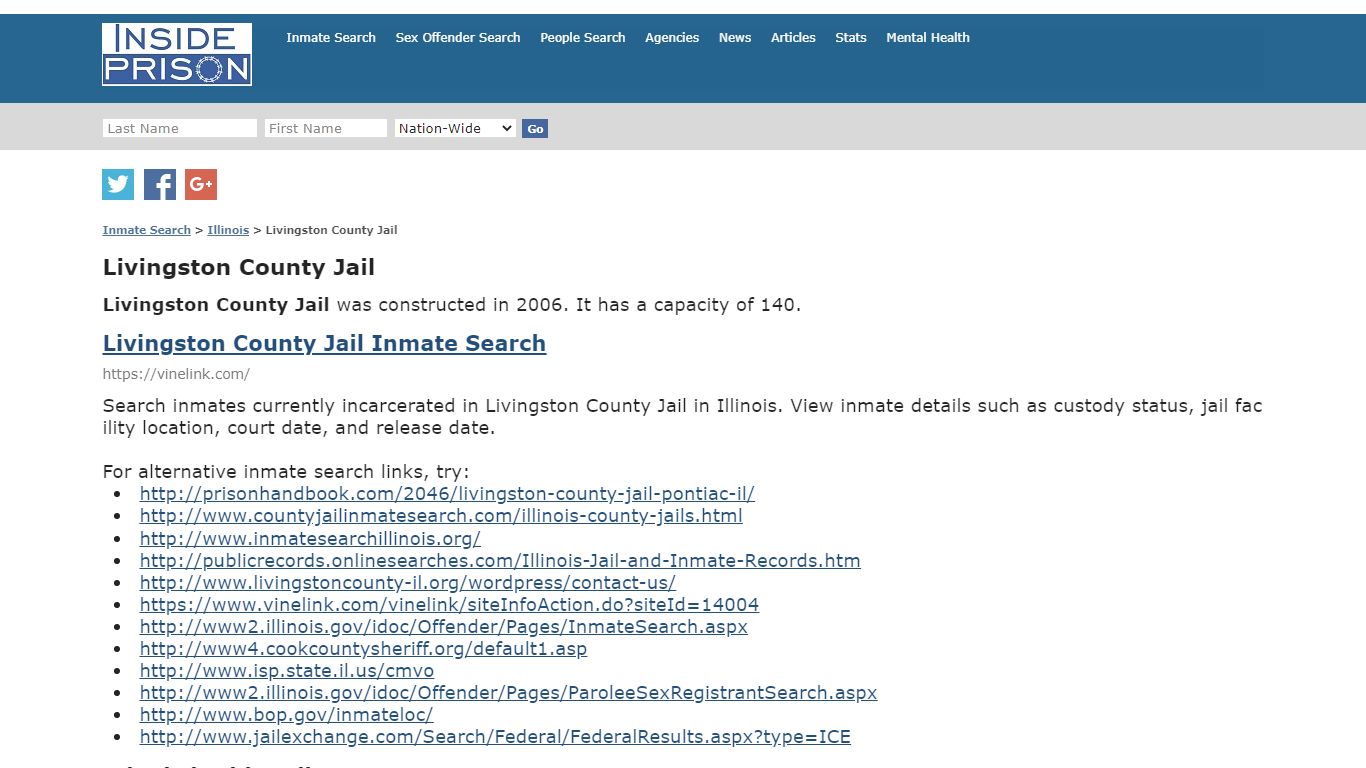 Livingston County Jail - Illinois - Inmate Search - Inside Prison