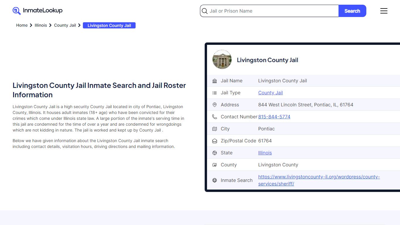 Livingston County Jail (IL) Inmate Search Illinois - Inmate Lookup